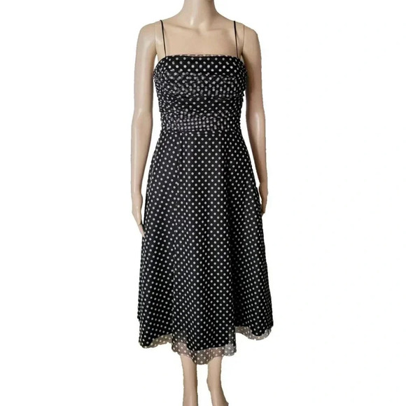 ELIZA J Spaghetti Strap Mesh POLKA DOT Dress Size 8 - Picture 1 of 7